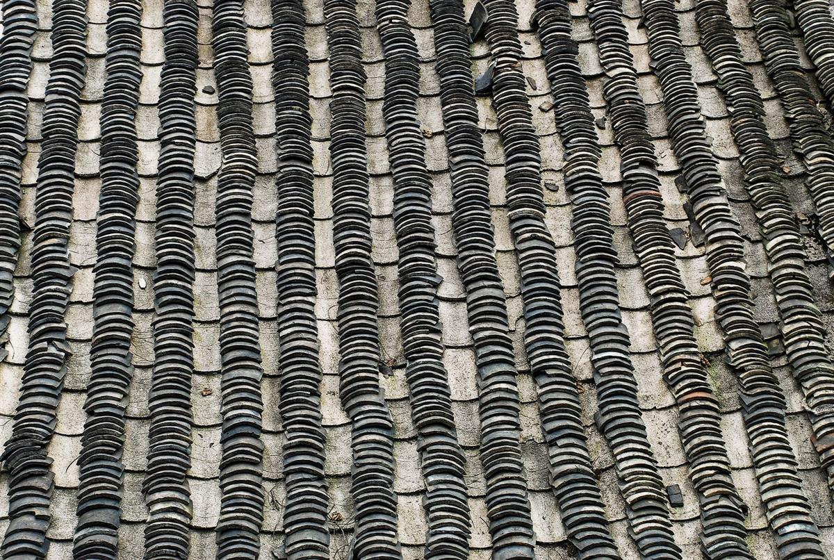 Samples of asphalt, slate and metal roofing