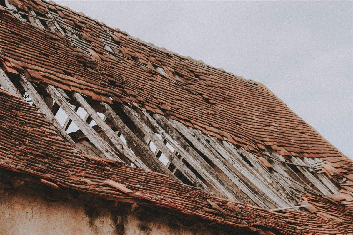 Storm-damaged roof with lifted shingles